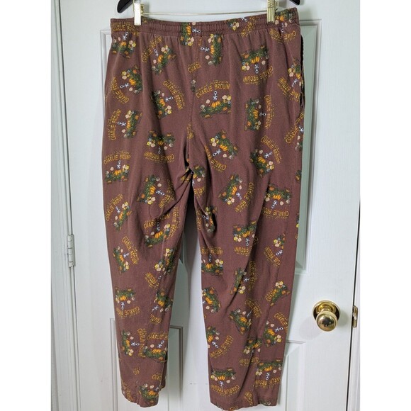 VTG Charlie Brown Great Pumpkin Pajama Pants Mens Large Brown Drawstring Pocket - Picture 7 of 7